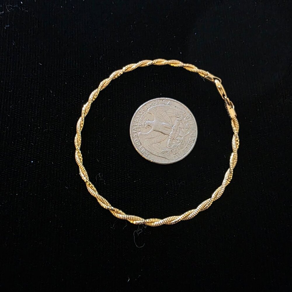 Genuine 10K Yellow Gold Woven Bracelet (A139) - Picture 4 of 4
